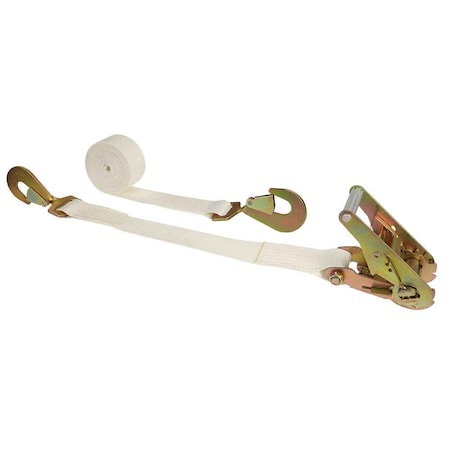 Us Cargo Control 2" x 16' White Tent Ratchet Strap w/ 10K Twisted Snap Hooks 5416TSH31-WHT